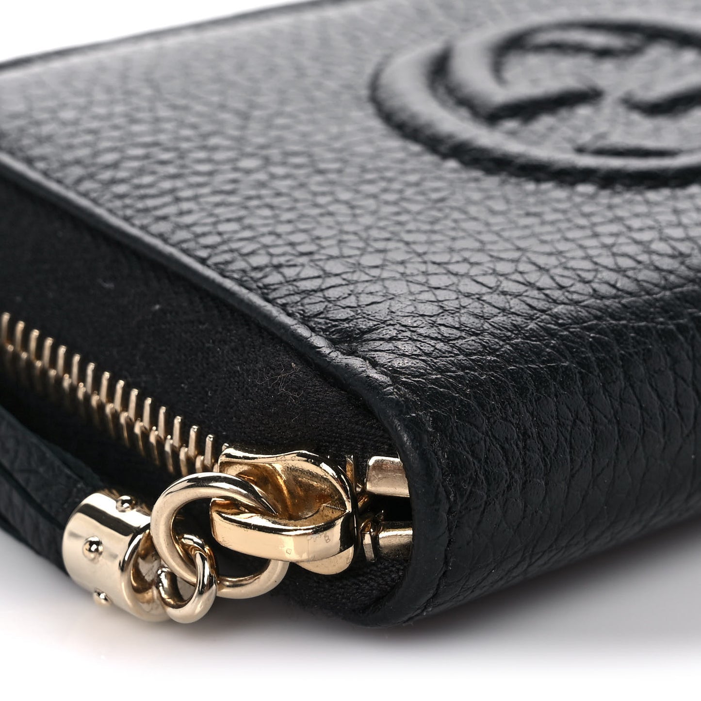 Pebbled Calfskin Small Soho Zip Around Wallet Black