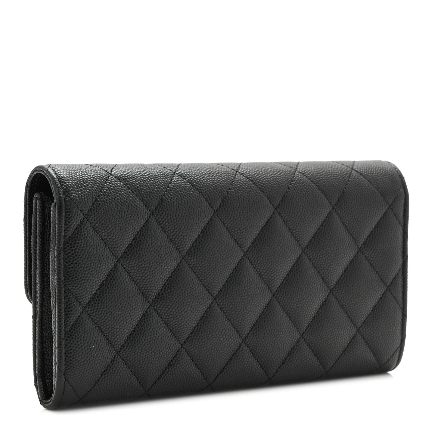 Caviar Quilted Chanel 19 Flap Wallet Black White