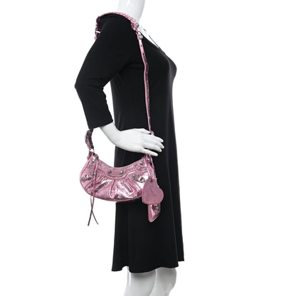 Balenciaga Metallic Agneau Arena Crystal Le Cagole Shoulder Bag XS Met Pink 3 of 10