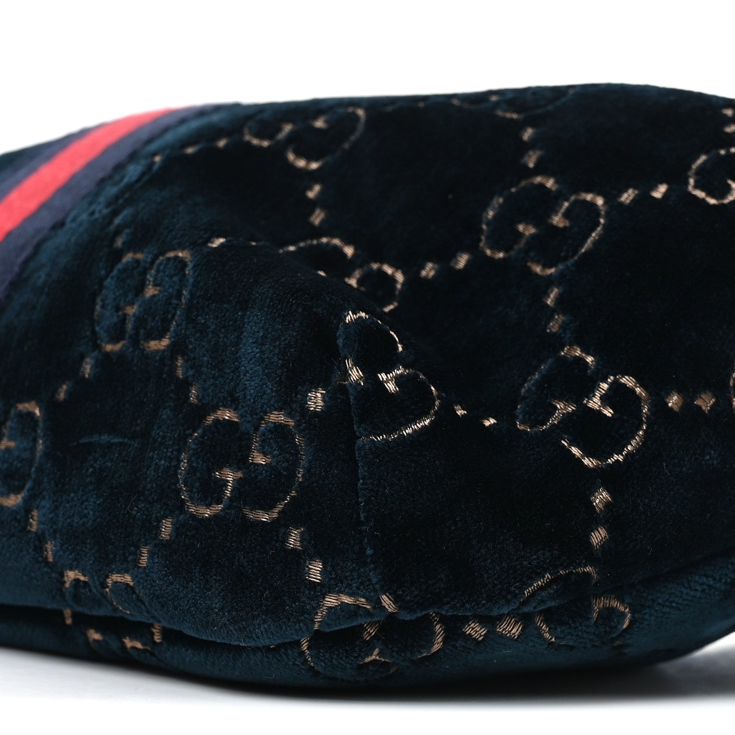 Gucci Velvet GG Monogram Web Belt Bag Blue Beige 10 of 10