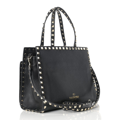 Valentino Garavani Grained Calfskin Rockstud Flip Lock Tote Black 2 of 9