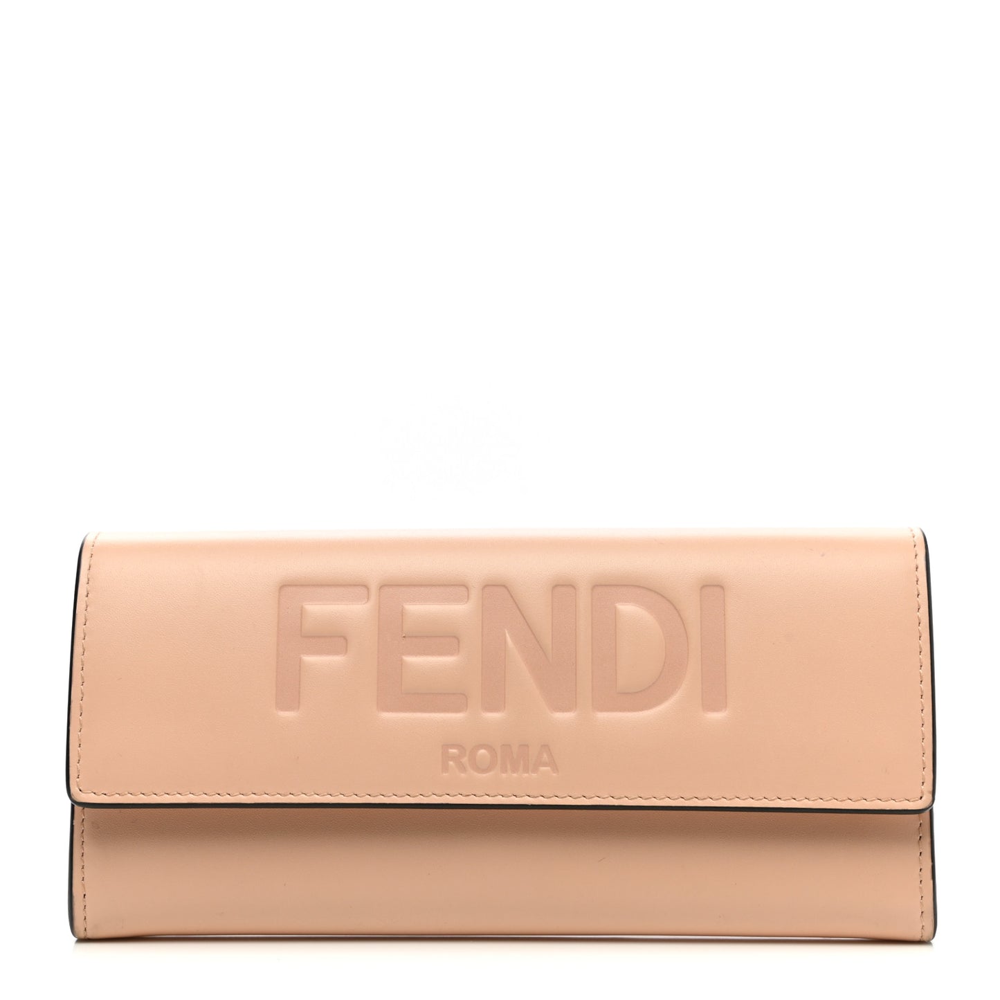 Vitello King Tamponato Logo Embossed Continental Wallet Poudre