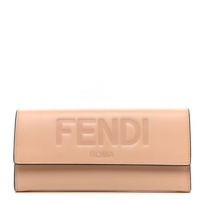 Fendi Vitello King Tamponato Logo Embossed Continental Wallet Poudre 1 of 11