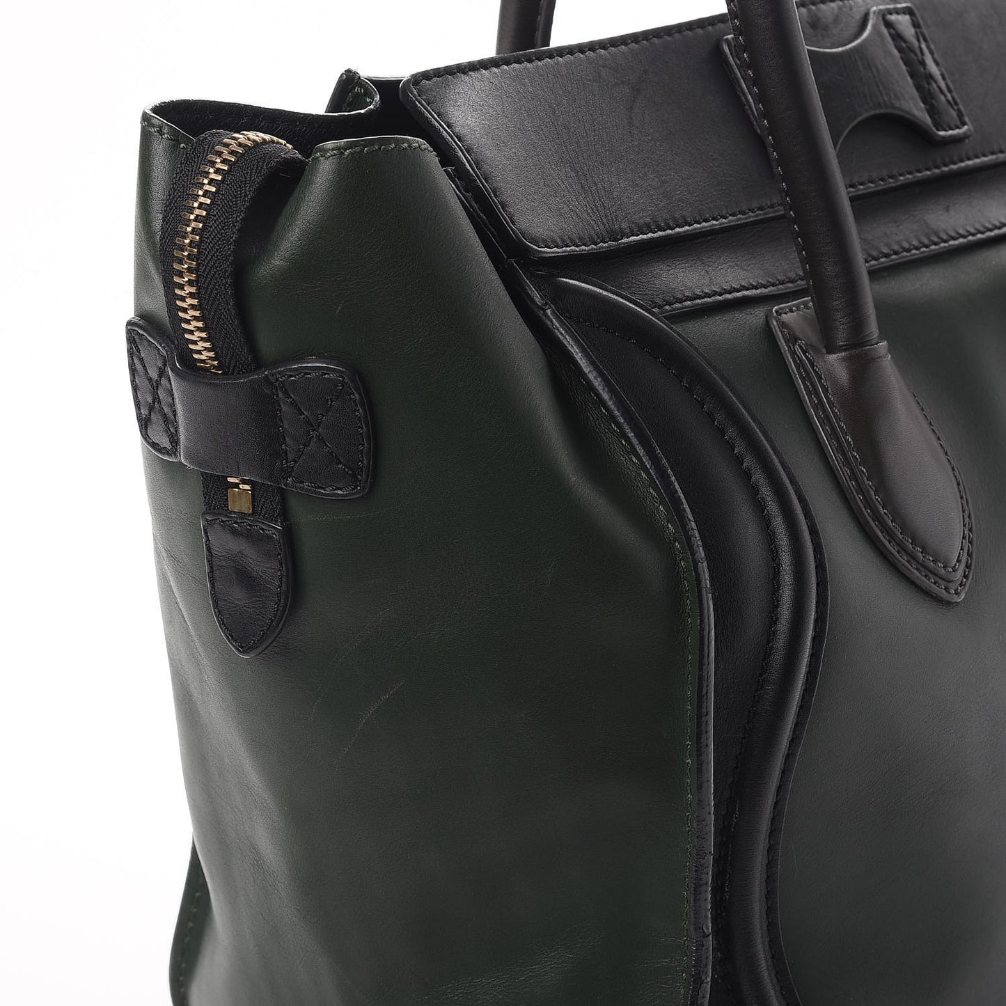 Smooth Calfskin Mini Bi-Color Luggage Forest Black