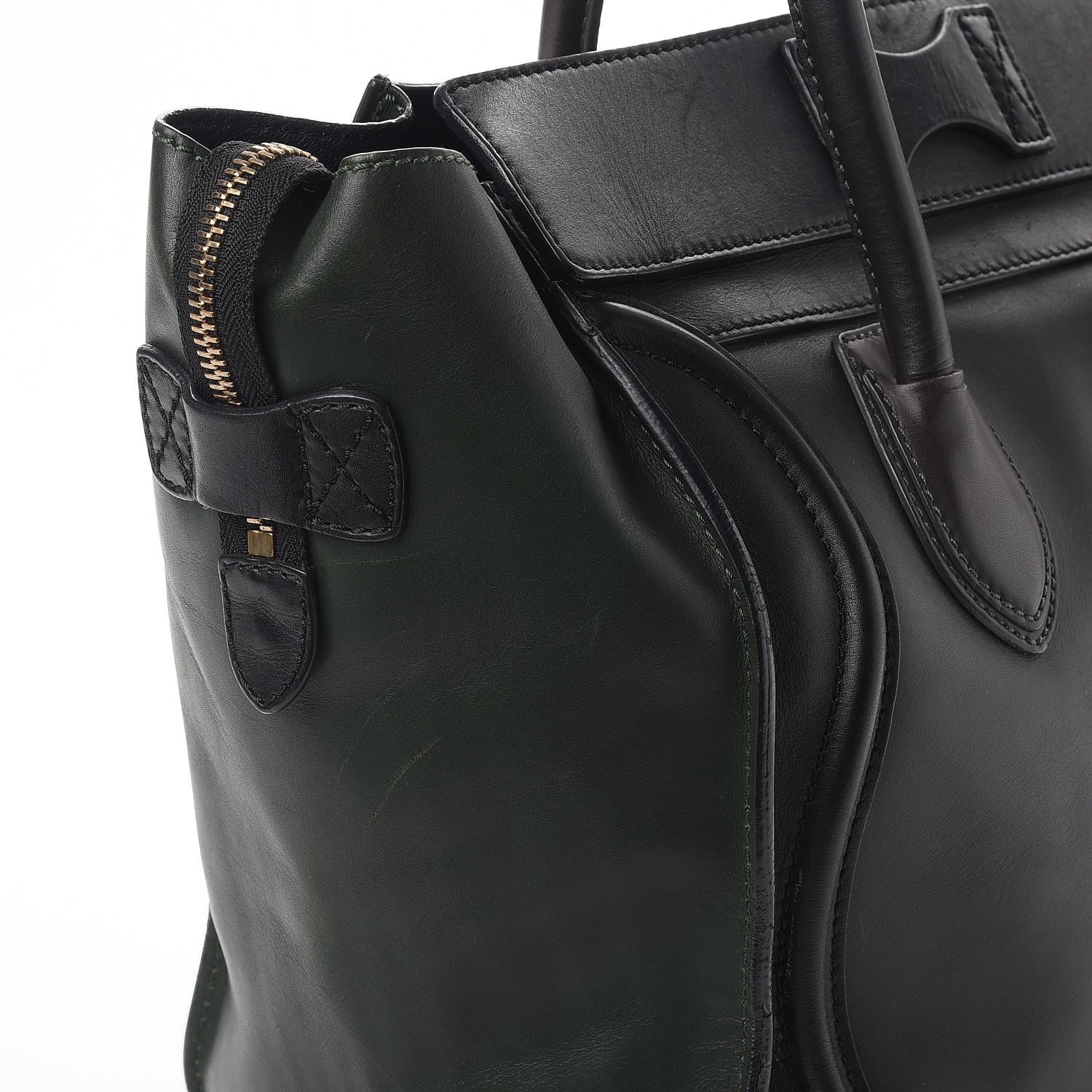 Celine Smooth Calfskin Mini Bi-Color Luggage Forest Black 13 of 18