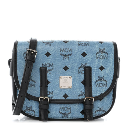 MCM Visetos Small Crossbody Flap Messenger Denim Blue 1 of 14