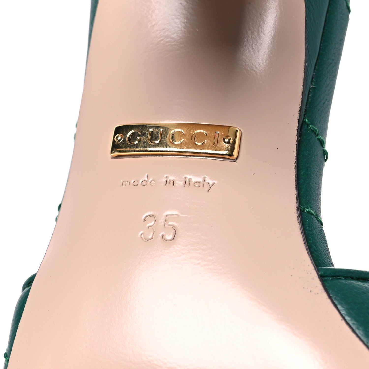 Gucci Nappa Matelasse GG Marmont 75mm Slide Sandals 35 Emerald 8 of 12