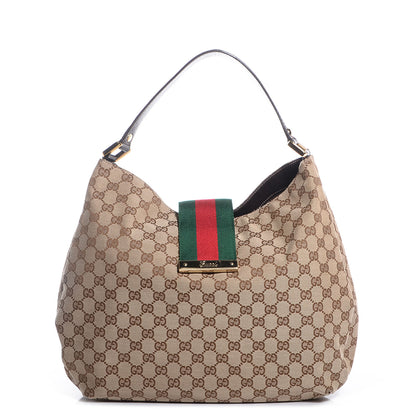 Gucci Monogram New Ladies Web Large Hobo Brown 1 of 7