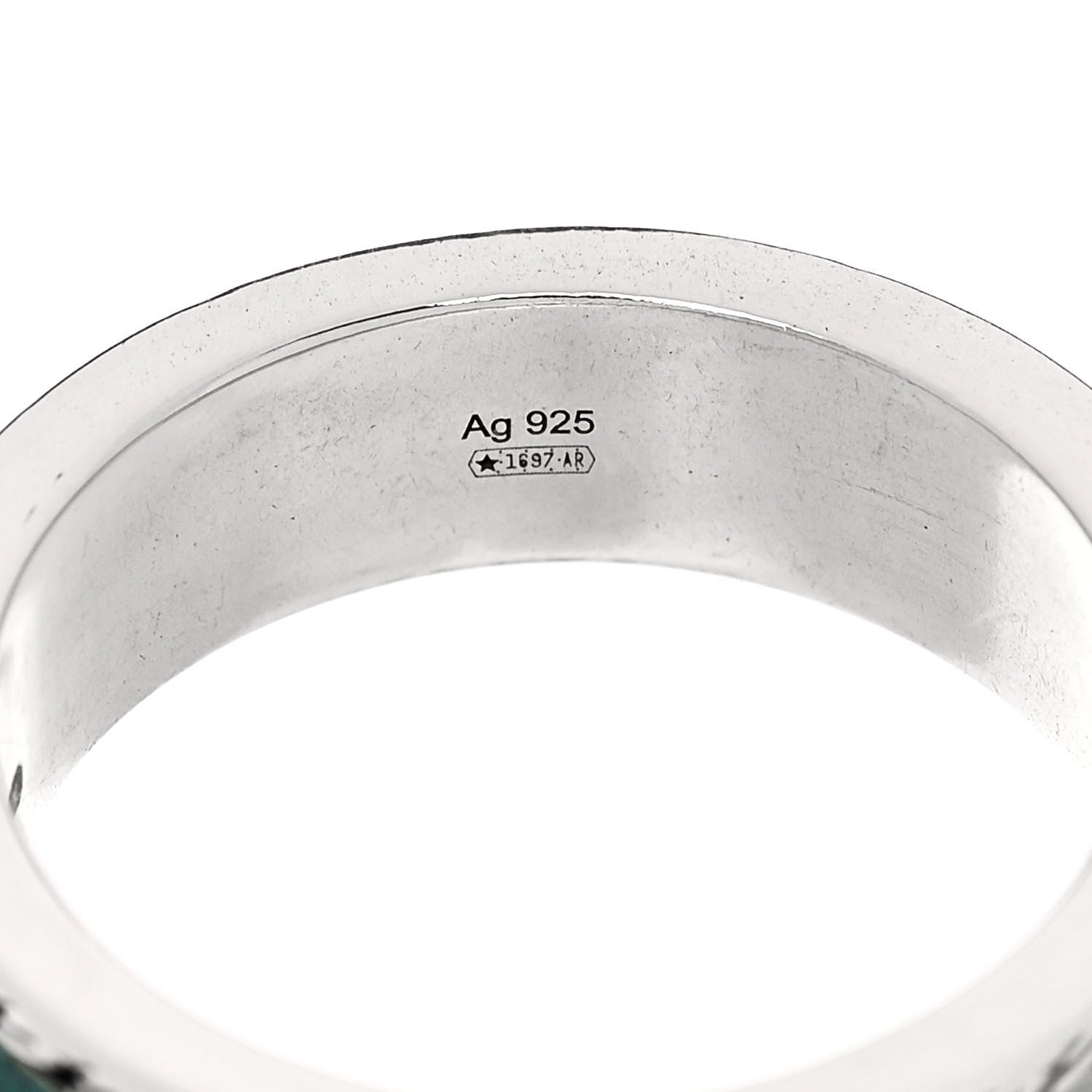 Gucci Sterling Silver Resin Interlocking G Ring 57 8 Turquoise 5 of 7
