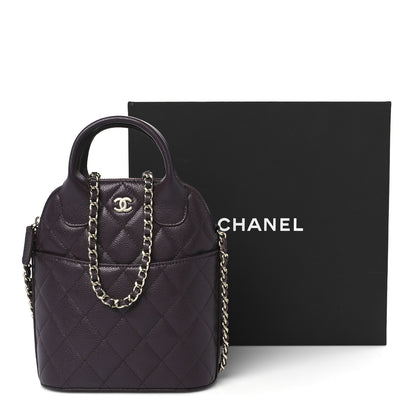 Chanel Caviar Quilted Top Handle Clutch With Chain Dark Brown 11 of 11