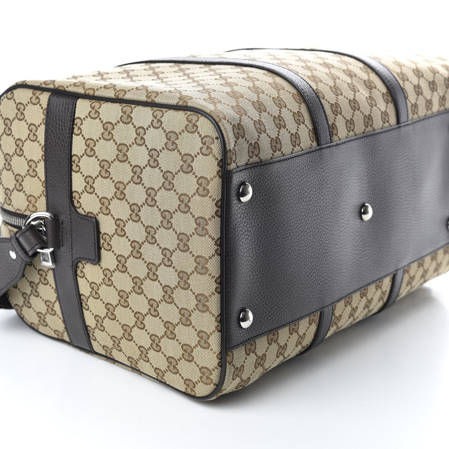 Gucci Monogram Dollar Calfskin Boston Duffle Bag Beige Ebony Testa di Moro Marrone Scuro 5 of 11