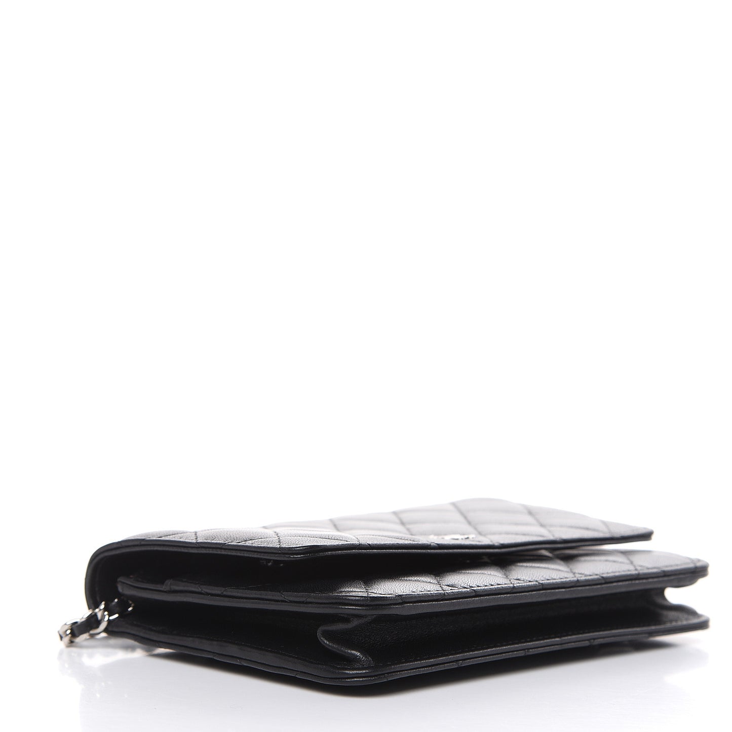 Lambskin Quilted Wallet On Chain WOC Black