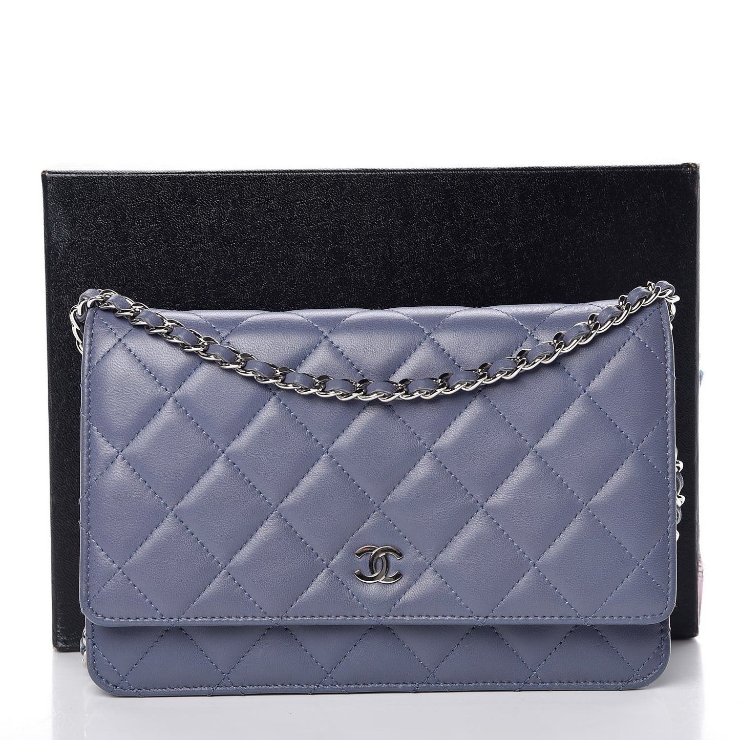 Lambskin Quilted Wallet On Chain WOC Lavender