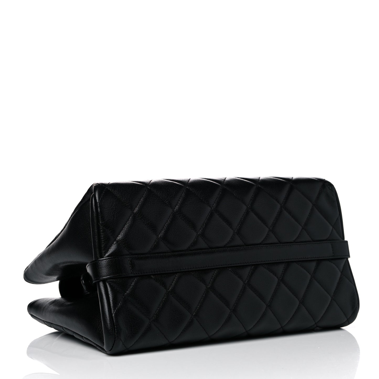 Goatskin Quilted Large City Rock Shopping Bag Black