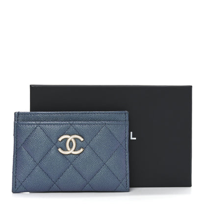 Chanel Iridescent Caviar Quilted Card Holder Blue Fonce 9 of 9