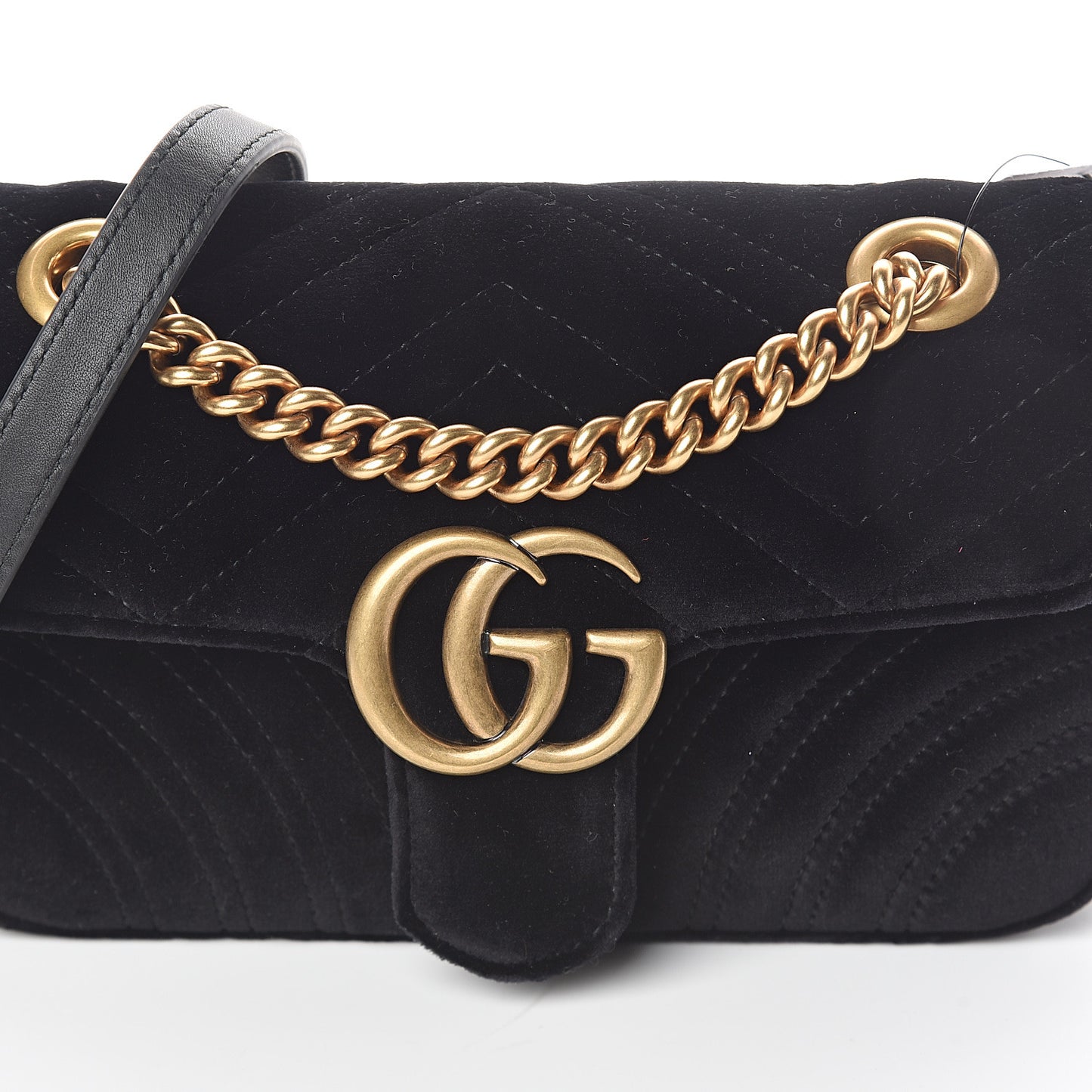 Velvet Matelasse Mini GG Marmont Shoulder Bag Black
