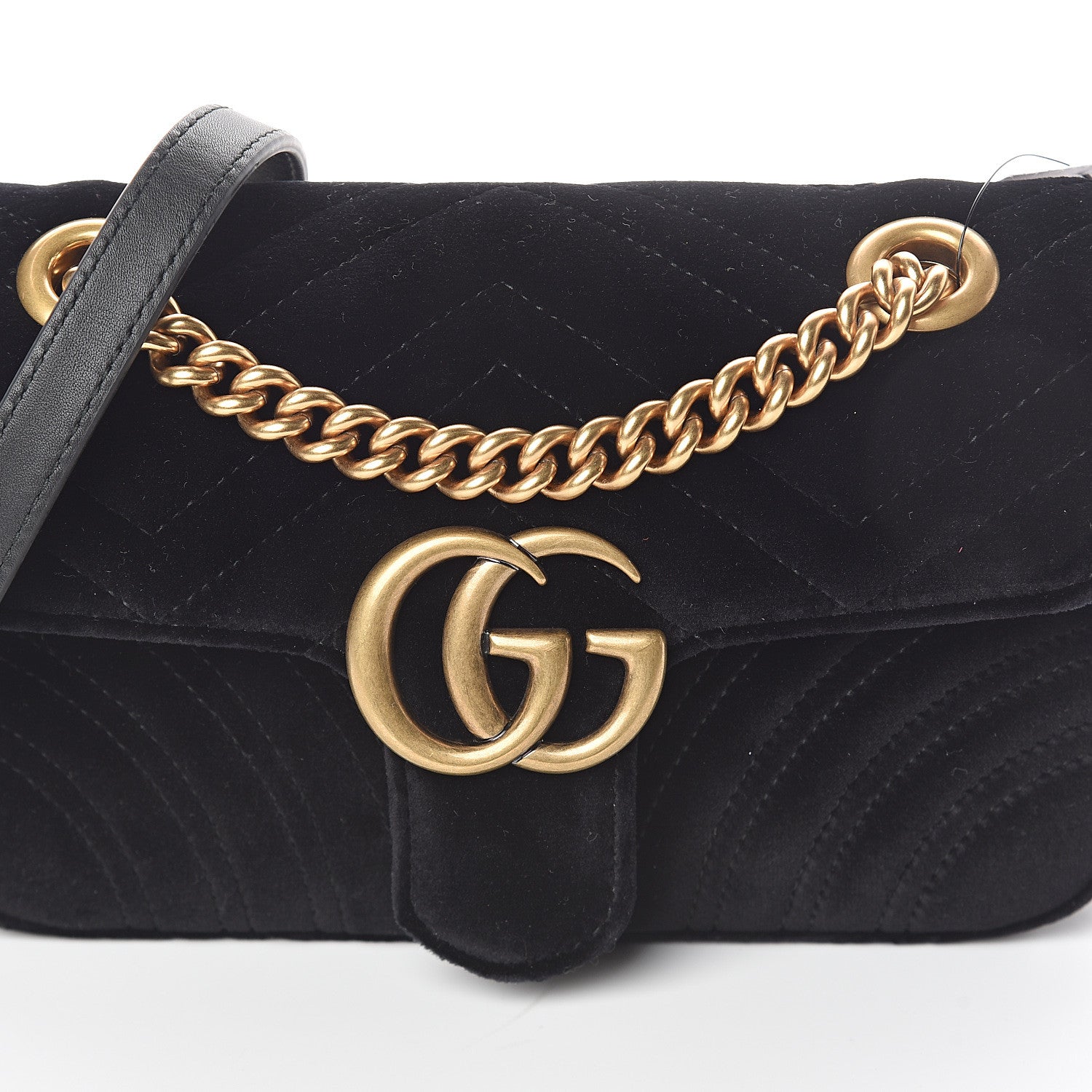 Gucci Velvet Matelasse Mini GG Marmont Shoulder Bag Black 6 of 8