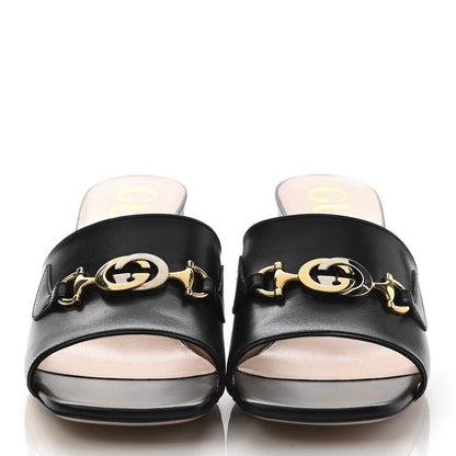 Gucci Malaga Kid Zumi Mid Heel Slide Sandals 39 Black 2 of 8