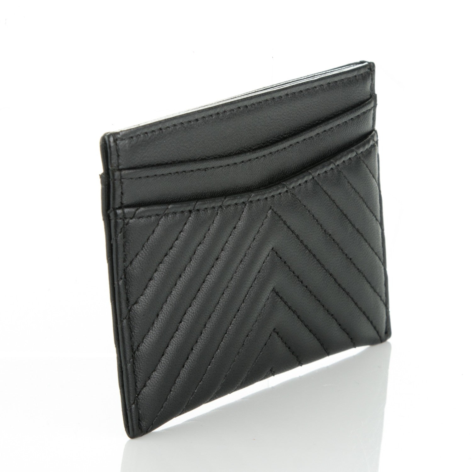 Chanel Lambskin Chevron Quilted Card Holder So Black 3 of 8