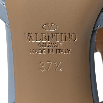 Valentino Garavani Calfskin Nappa Rockstud Ankle Strap 65mm Pumps 37.5 Water Sky 8 of 8