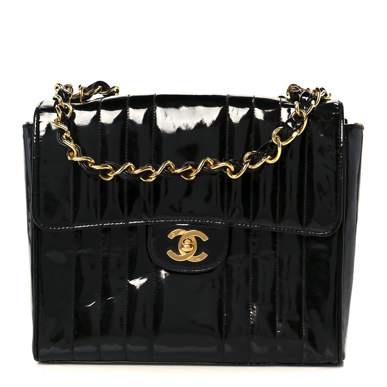 Chanel Patent Vertical Quilt Small Flap Black 1 of 12