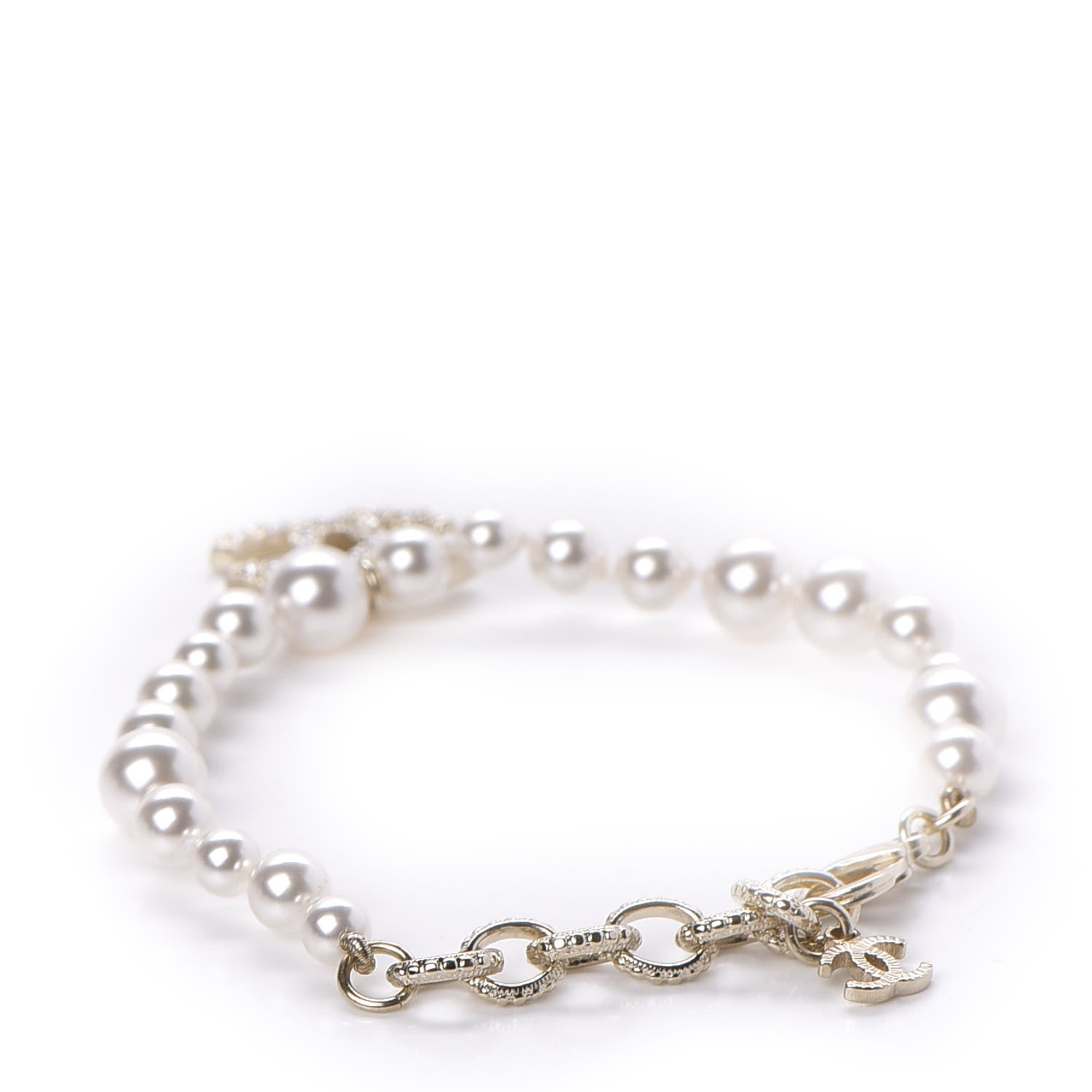 Chanel Pearl Crystal CC Bracelet Gold 3 of 5