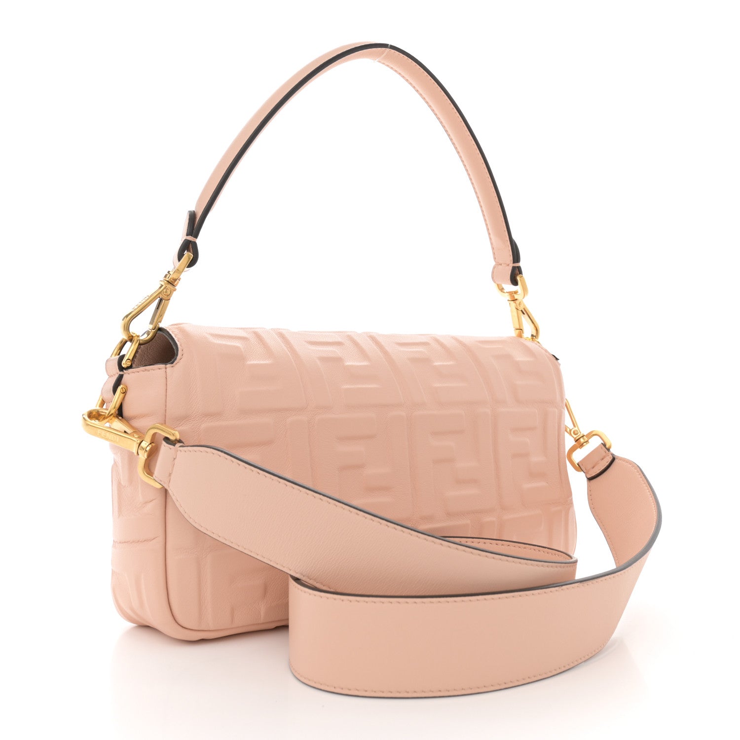 Fendi Nappa FF 1974 Embossed Baguette Rosa Quarzo 3 of 12