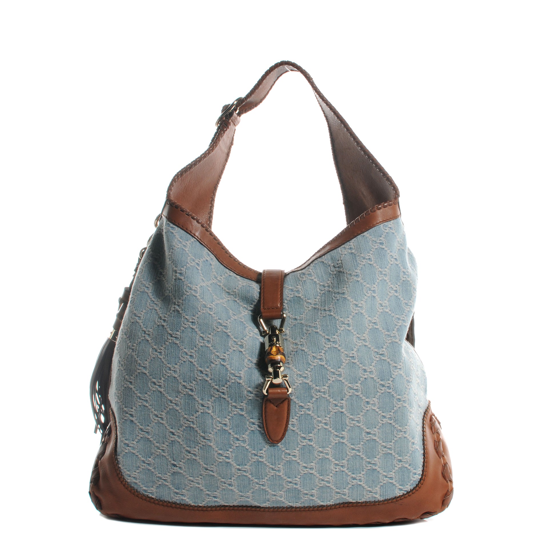 Gucci Blue Denim Jackie Monogram Hobo 1 of 7