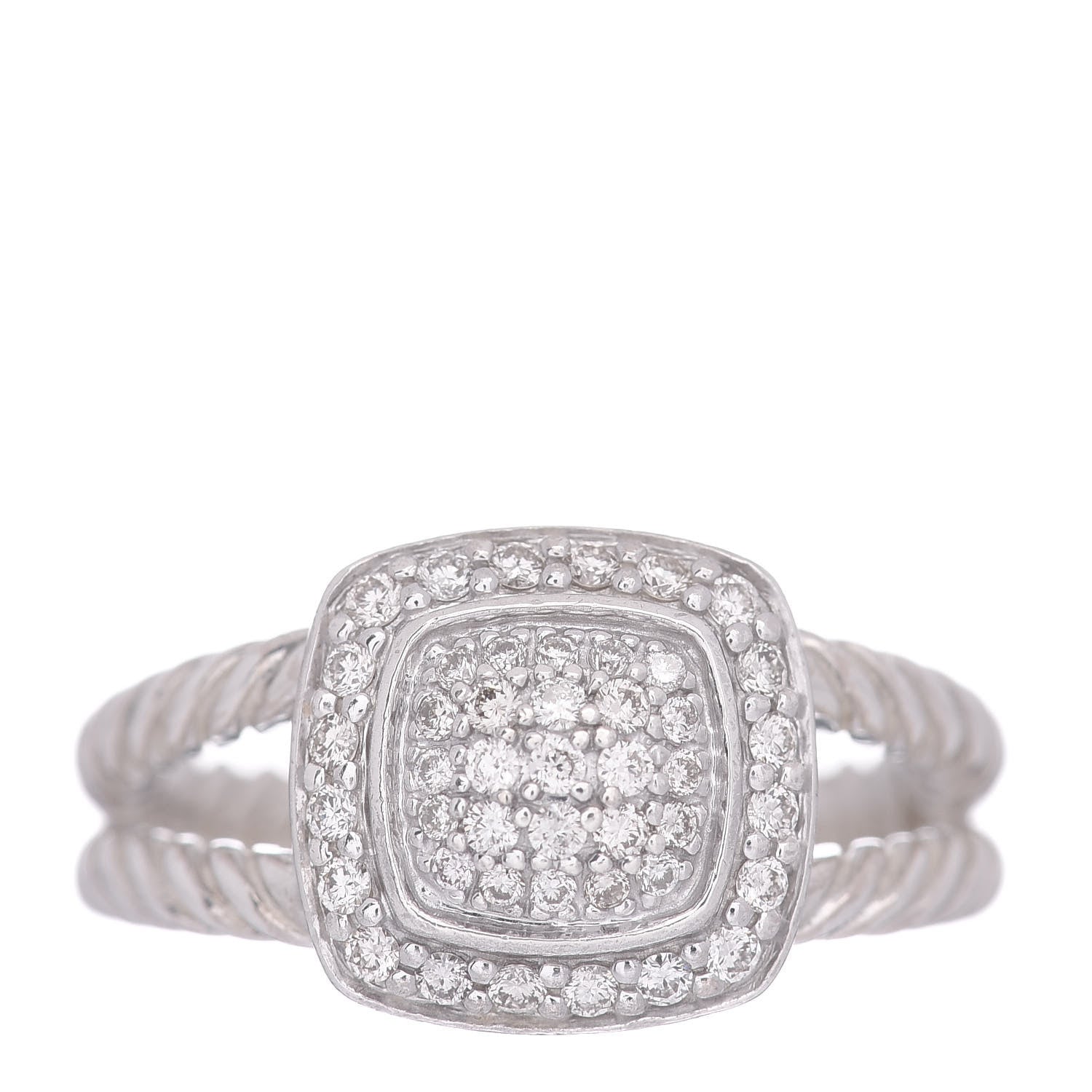 David Yurman Sterling Silver Diamond 7mm Petite Albion Pave Ring 52 6 1 of 5