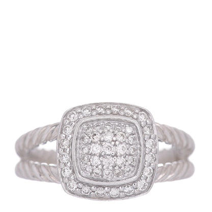 David Yurman Sterling Silver Diamond 7mm Petite Albion Pave Ring 52 6 1 of 5