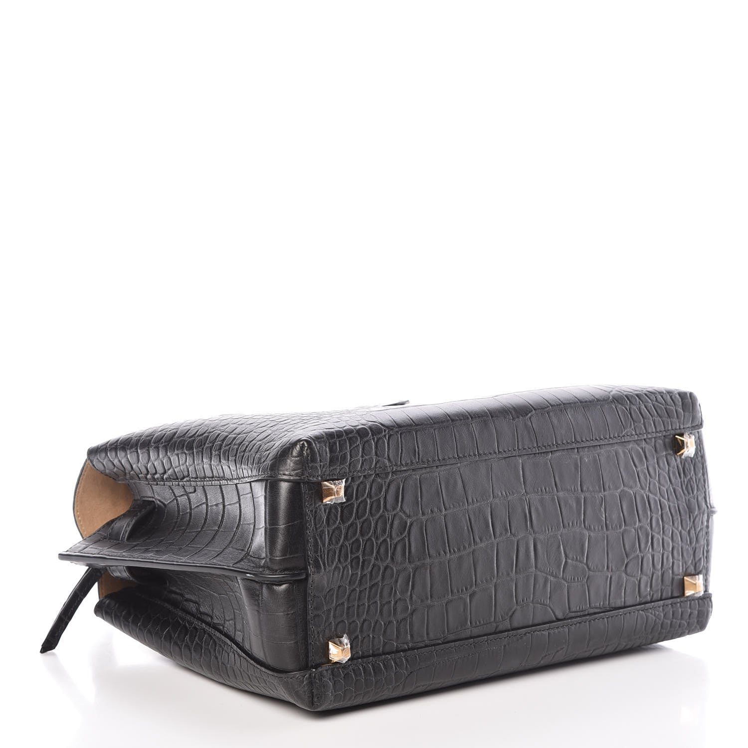 MCM Calfskin Crocodile Embossed Medium Milla Tote Black 4 of 9