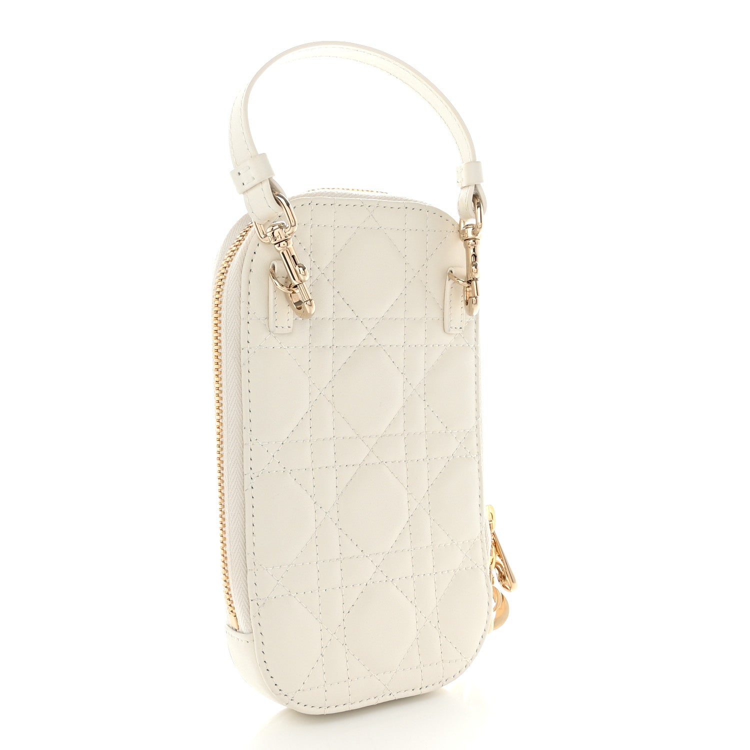 Christian Dior Lambskin Cannage Lady Dior Phone Holder Latte 3 of 11