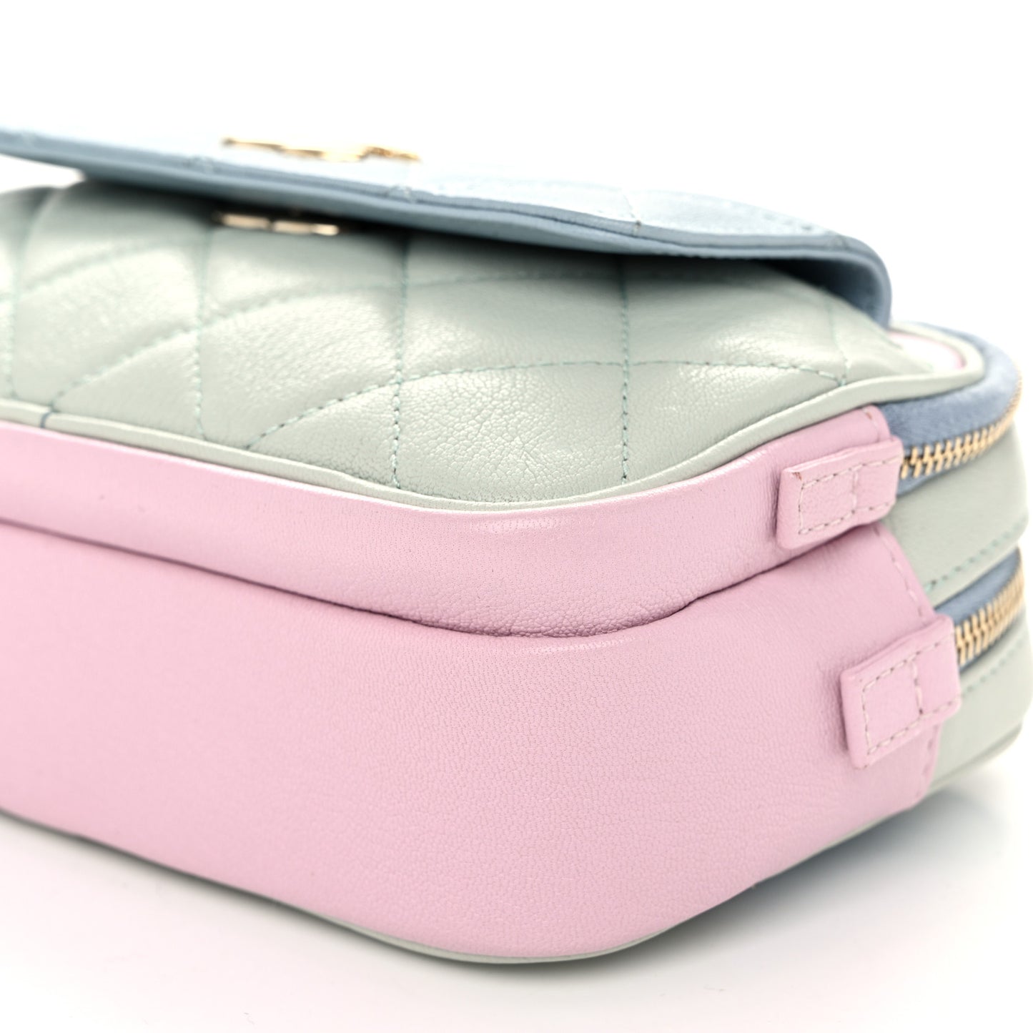 Goatskin Quilted Waist Bag Green Blue Pink