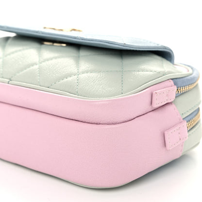 Chanel Goatskin Quilted Waist Bag Green Blue Pink 11 of 13