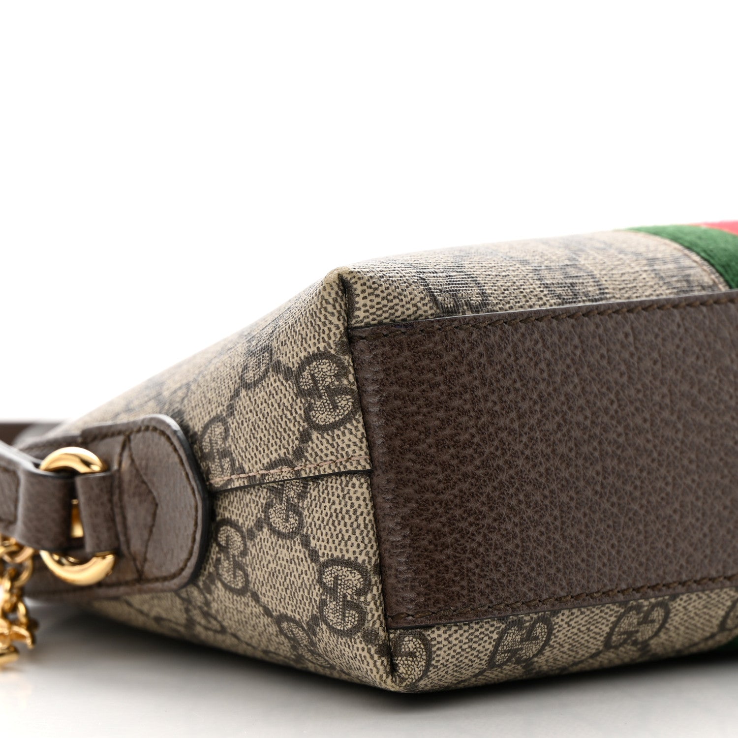 Gucci GG Supreme Monogram Textured Dollar Calfskin Web Small Ophidia Dome Shoulder Bag Beige Ebony New Acero 9 of 17