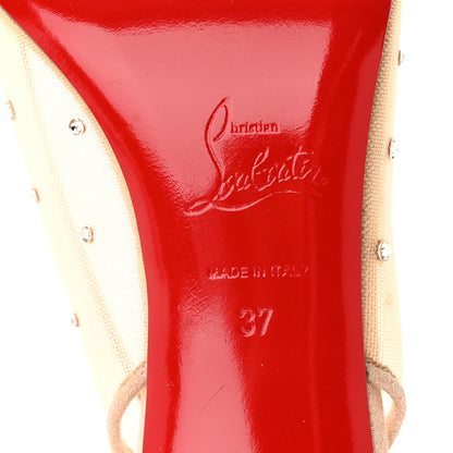 Christian Louboutin Suede Silk Crystal Strass Follies 70 Slingback Pumps 37 Light Silk 6 of 12