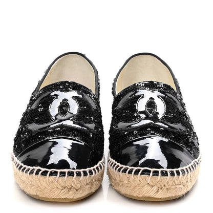 Chanel Patent Sequin CC Espadrilles 41 Black 2 of 13