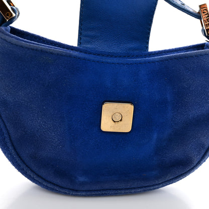 Fendi Suede Mini Half Moon Baguette Blue 12 of 13