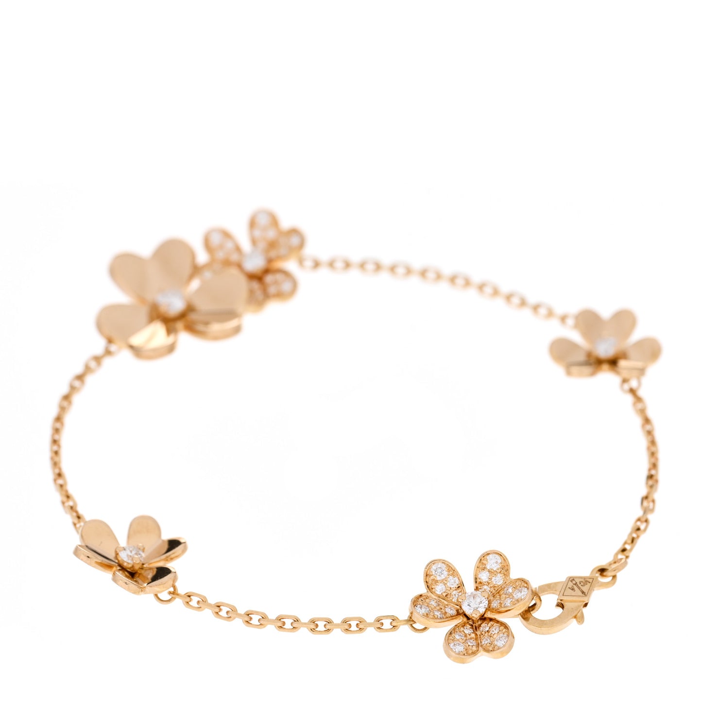 18K Yellow Gold Diamond Frivole 5 Flowers Bracelet