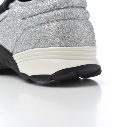 Chanel Glitter Stretch Fabric CC Sneakers 35 Black Silver 10 of 18