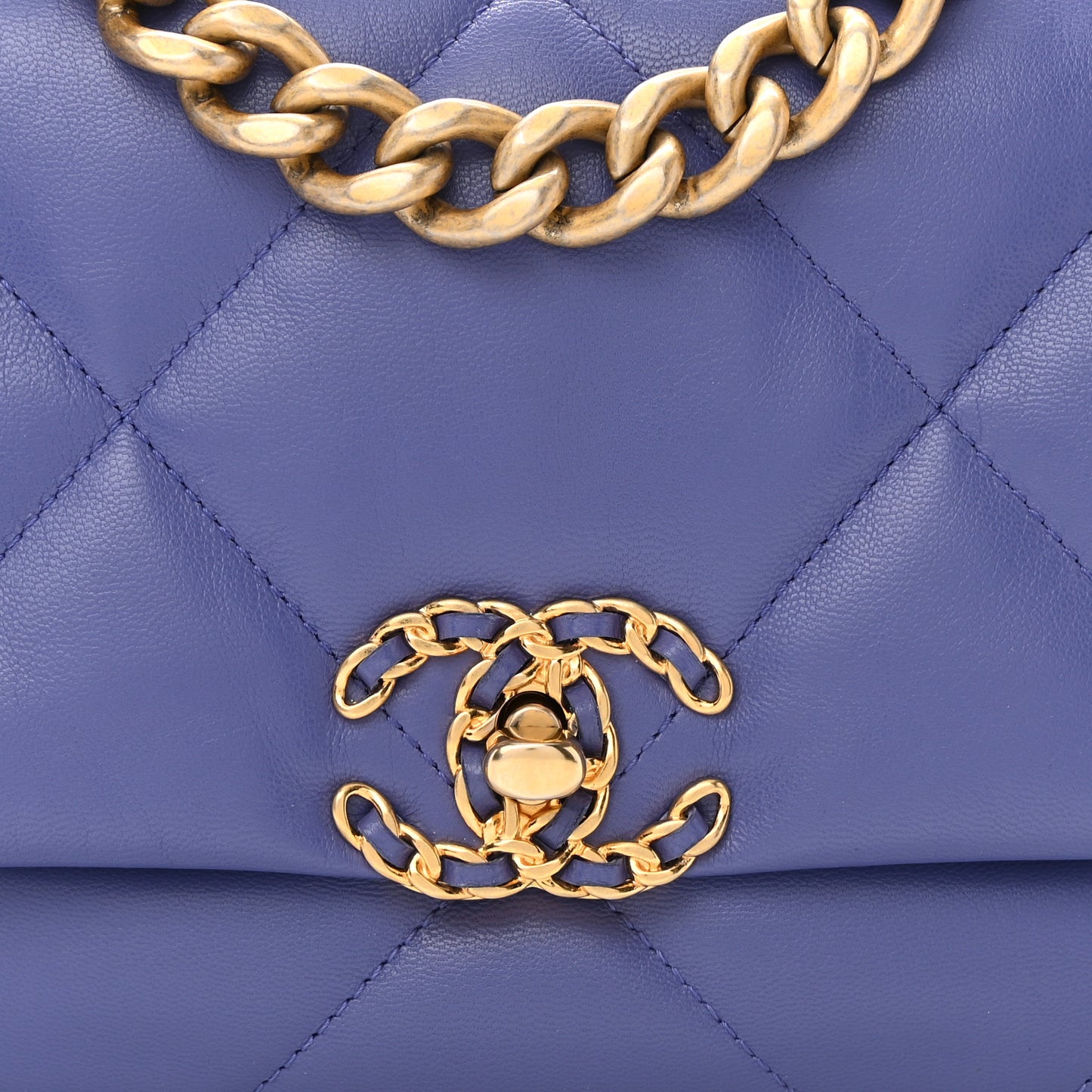 Goatskin Quilted Medium Chanel 19 Flap Purple