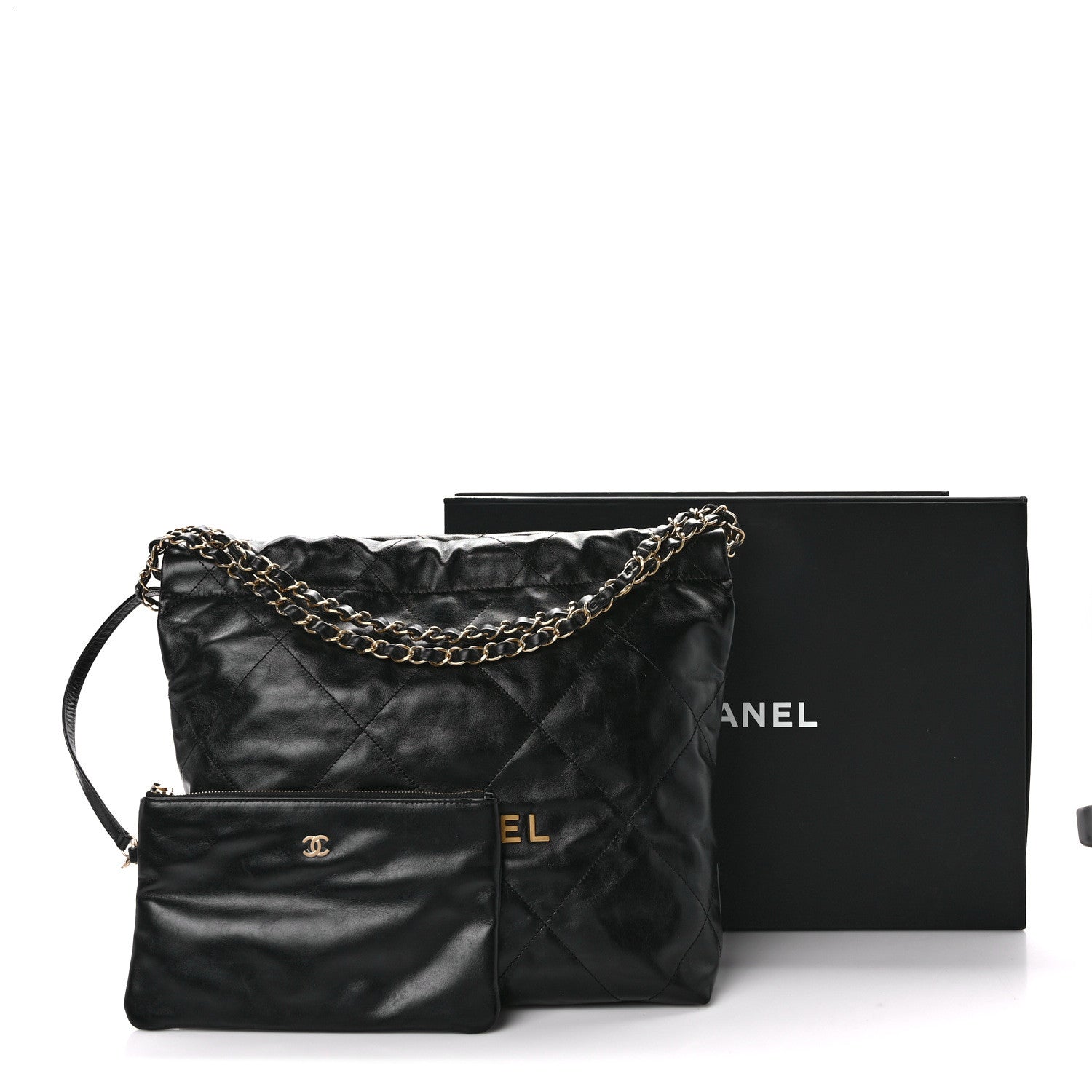 Chanel Shiny Calfskin Quilted Small Chanel 22 Black 14 of 14