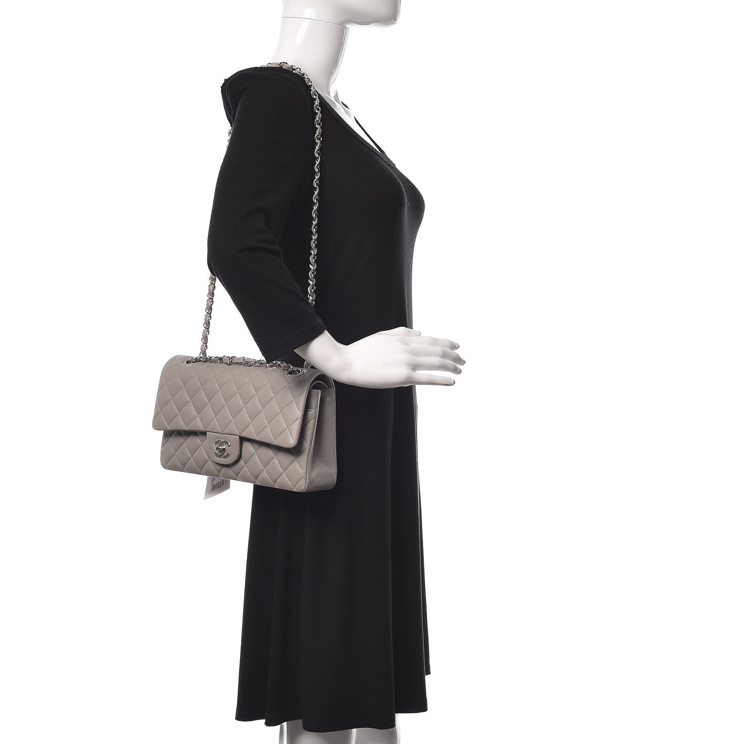 Chanel Lambskin Quilted Medium Double Flap Grey 2 of 10