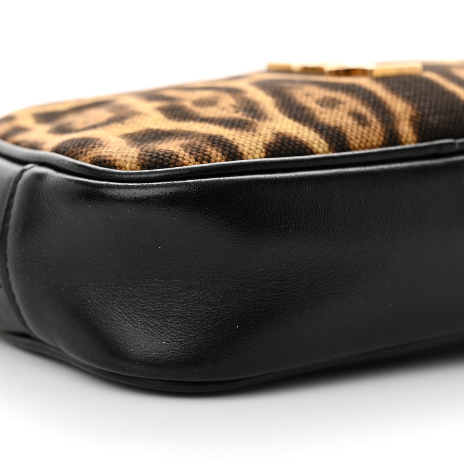 Saint Laurent Canvas Calfskin Leopard Print Monogram Mini Lou Camera Bag Brown 9 of 11