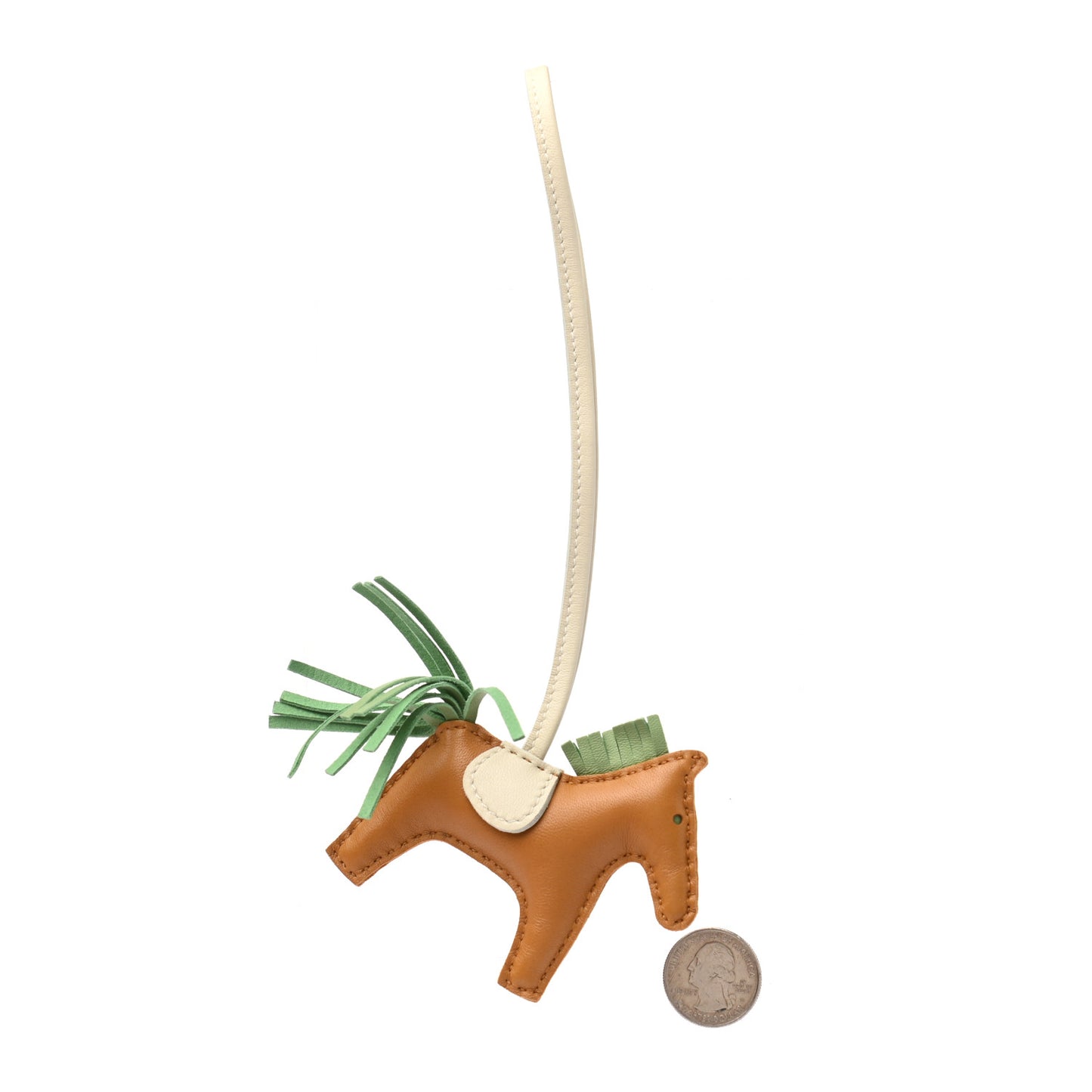 Milo Lambskin Grigri Rodeo Horse Bag Charm PM Sesame Vert Criquet Craie