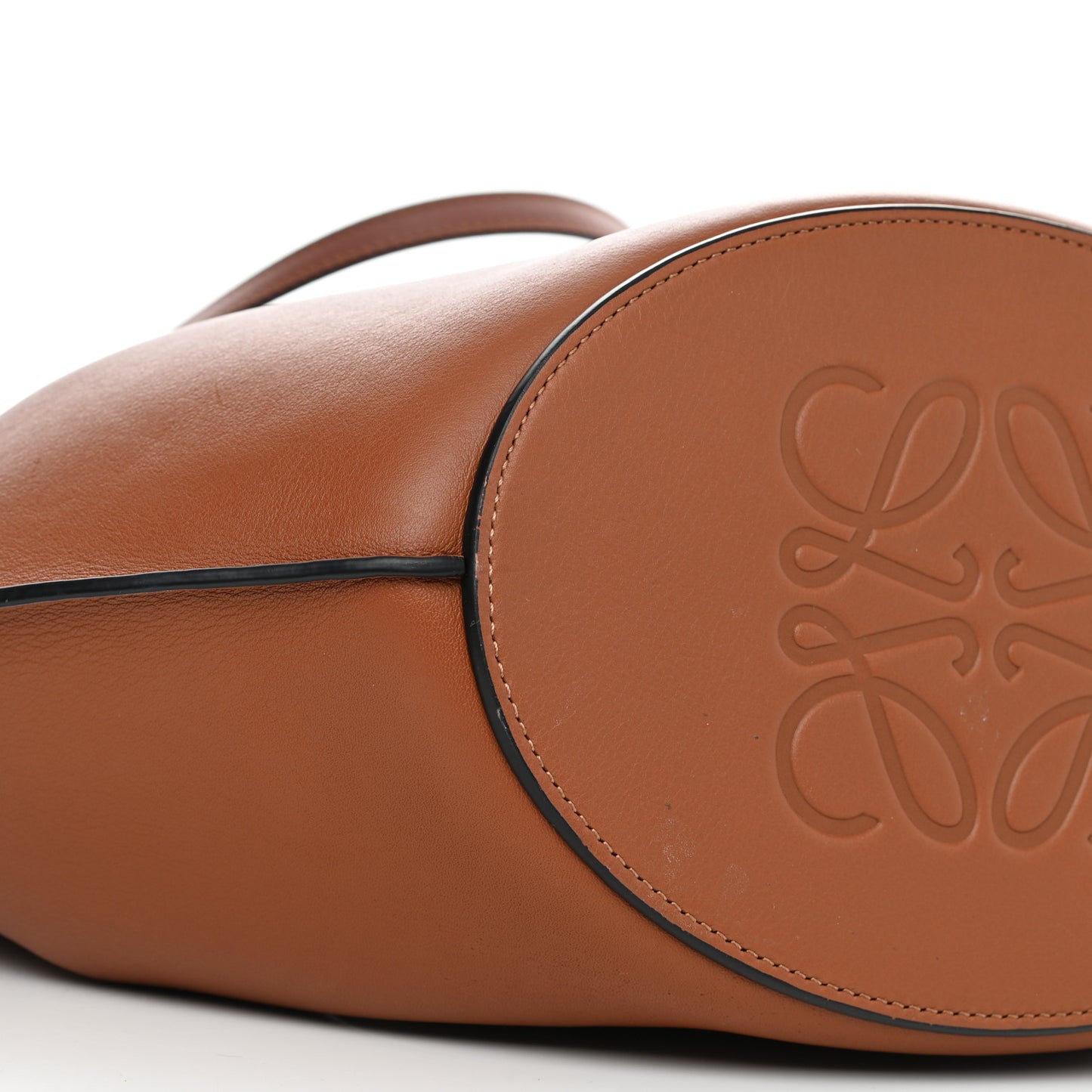 Calfskin Perforated Small Shell Tote Tan