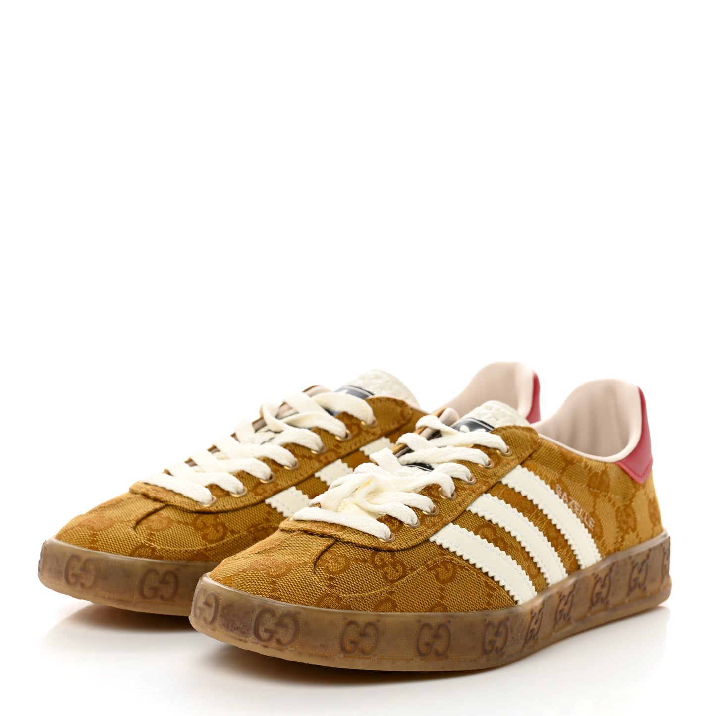 X ADIDAS Vintage GG Monogram Mens Gazelle Sneakers 6.5 Mid Natural Nut Off White
