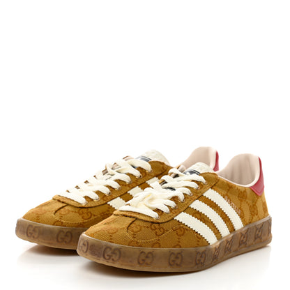 Gucci X ADIDAS Vintage GG Monogram Mens Gazelle Sneakers 6.5 Mid Natural Nut Off White 3 of 8
