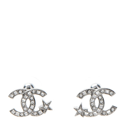 Chanel Crystal CC Starfall Earrings Silver 1 of 5