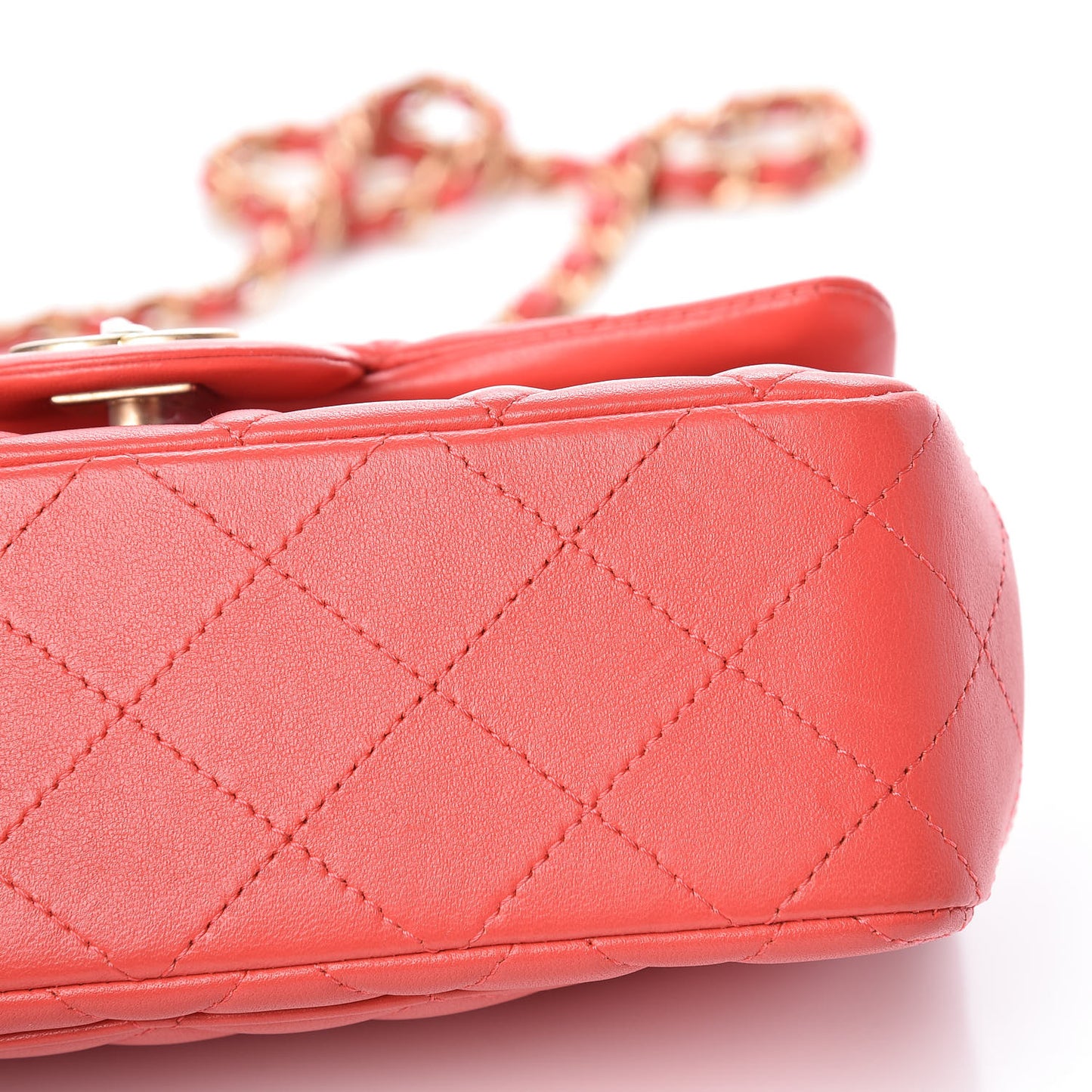 Lambskin Quilted Mini Rectangular Flap Red